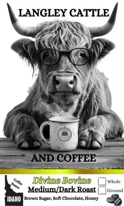 Home 4 Divine Bovine – Medium/Dark Roast – Brown Sugar, Soft Chocolate, Honey