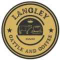 Langley Cattle and Coffee's logo with a cow and a cup of coffee